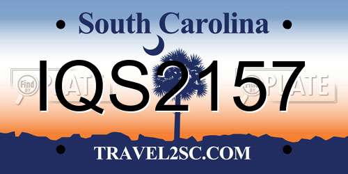 IQS2157 South Carolina License Plate