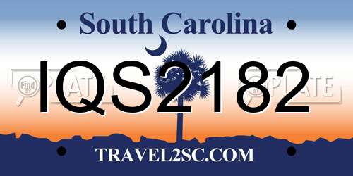 IQS2182 South Carolina License Plate