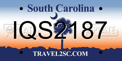 IQS2187 South Carolina License Plate