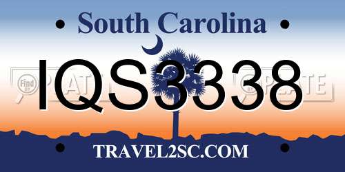 IQS3338 South Carolina License Plate