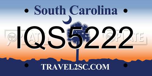 IQS5222 South Carolina License Plate
