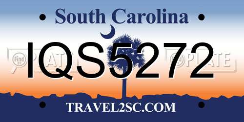 IQS5272 South Carolina License Plate