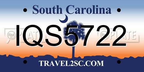 IQS5722 South Carolina License Plate
