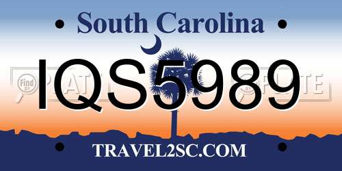 IQS5989 South Carolina License Plate