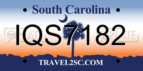 IQS7182 South Carolina License Plate