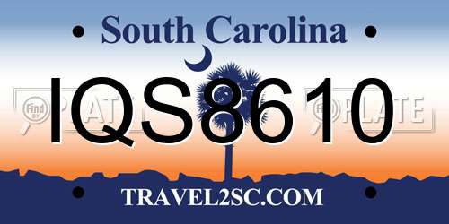 IQS8610 South Carolina License Plate