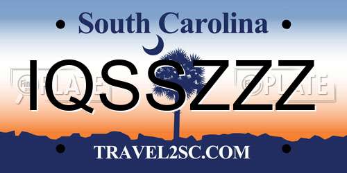 IQSSZZZ South Carolina License Plate