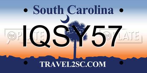 IQSY57 South Carolina License Plate