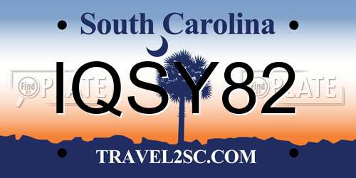 IQSY82 South Carolina License Plate