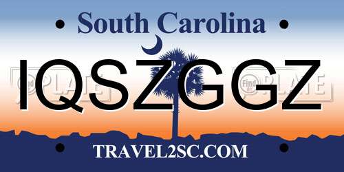 IQSZGGZ South Carolina License Plate
