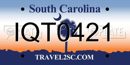 IQT0421 South Carolina License Plate