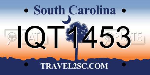 IQT1453 South Carolina License Plate