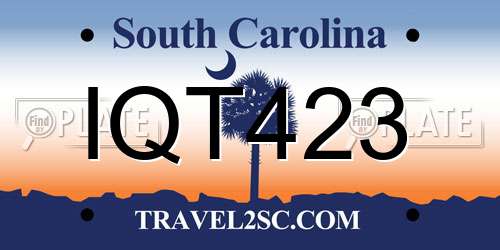 IQT423 South Carolina License Plate