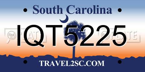 IQT5225 South Carolina License Plate