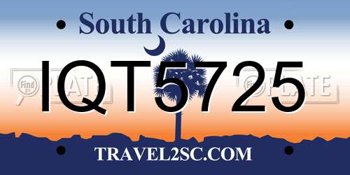 IQT5725 South Carolina License Plate