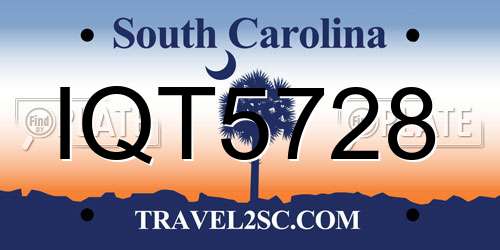 IQT5728 South Carolina License Plate