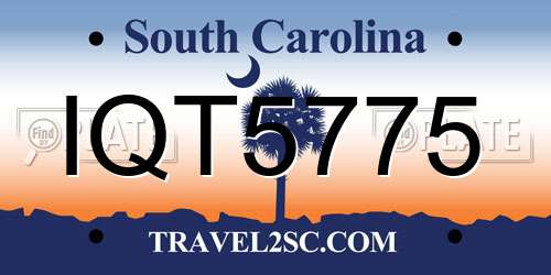 IQT5775 South Carolina License Plate