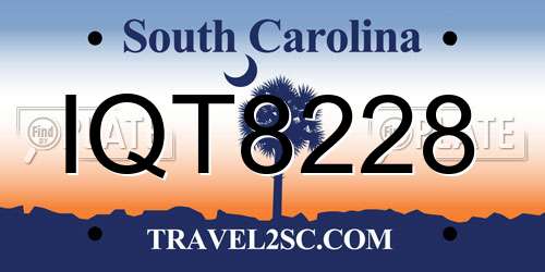IQT8228 South Carolina License Plate
