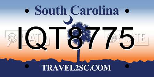 IQT8775 South Carolina License Plate