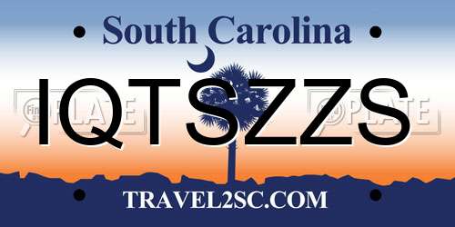 IQTSZZS South Carolina License Plate
