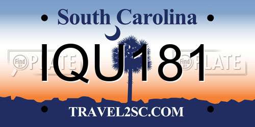 IQU181 South Carolina License Plate
