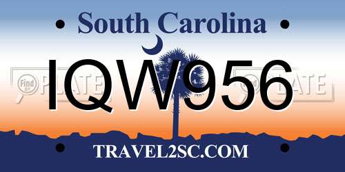 IQW956 South Carolina License Plate