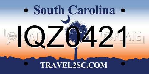IQZ0421 South Carolina License Plate