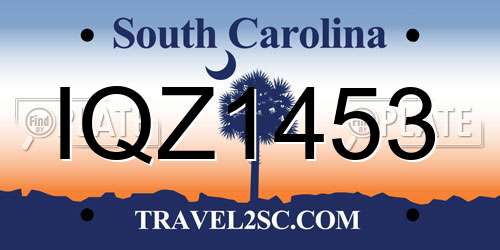 IQZ1453 South Carolina License Plate