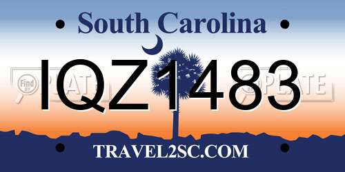 IQZ1483 South Carolina License Plate