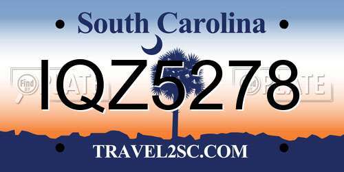 IQZ5278 South Carolina License Plate