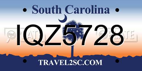IQZ5728 South Carolina License Plate