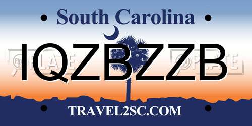 IQZBZZB South Carolina License Plate
