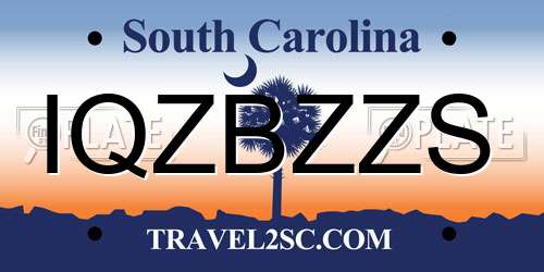 IQZBZZS South Carolina License Plate