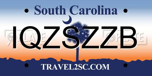 IQZSZZB South Carolina License Plate