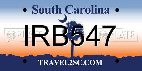 IRB547 South Carolina License Plate