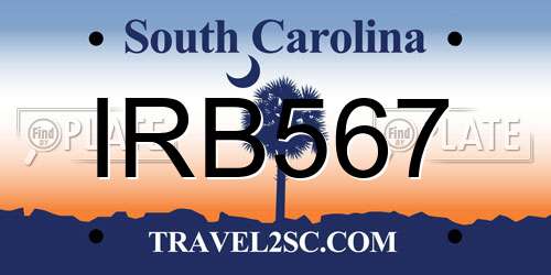 IRB567 South Carolina License Plate