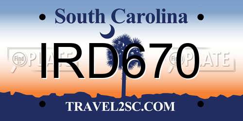 IRD670 South Carolina License Plate