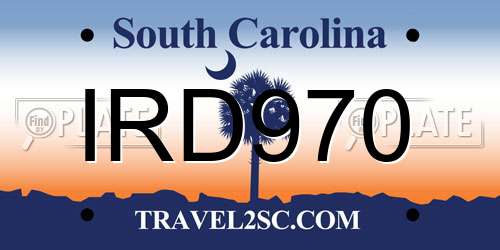 IRD970 South Carolina License Plate