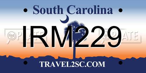 IRM229 South Carolina License Plate