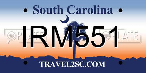IRM551 South Carolina License Plate