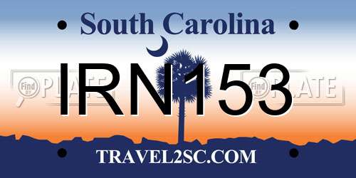 IRN153 South Carolina License Plate