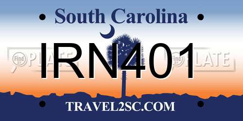 IRN401 South Carolina License Plate