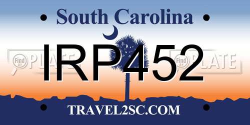 IRP452 South Carolina License Plate