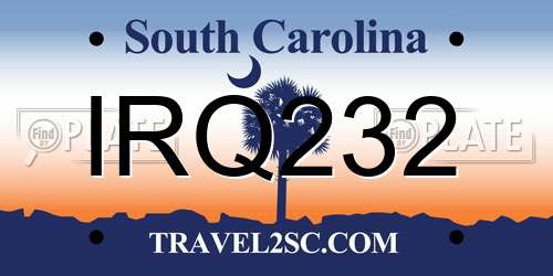 IRQ232 South Carolina License Plate