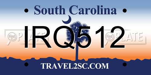 IRQ512 South Carolina License Plate