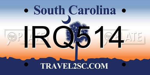 IRQ514 South Carolina License Plate