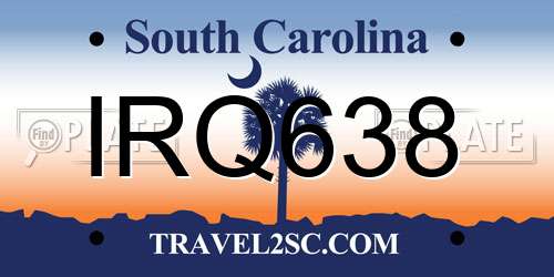 IRQ638 South Carolina License Plate