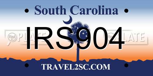 IRS904 South Carolina License Plate