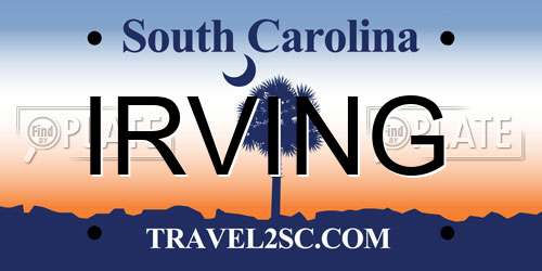 IRVING South Carolina License Plate