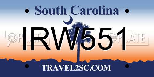 IRW551 South Carolina License Plate